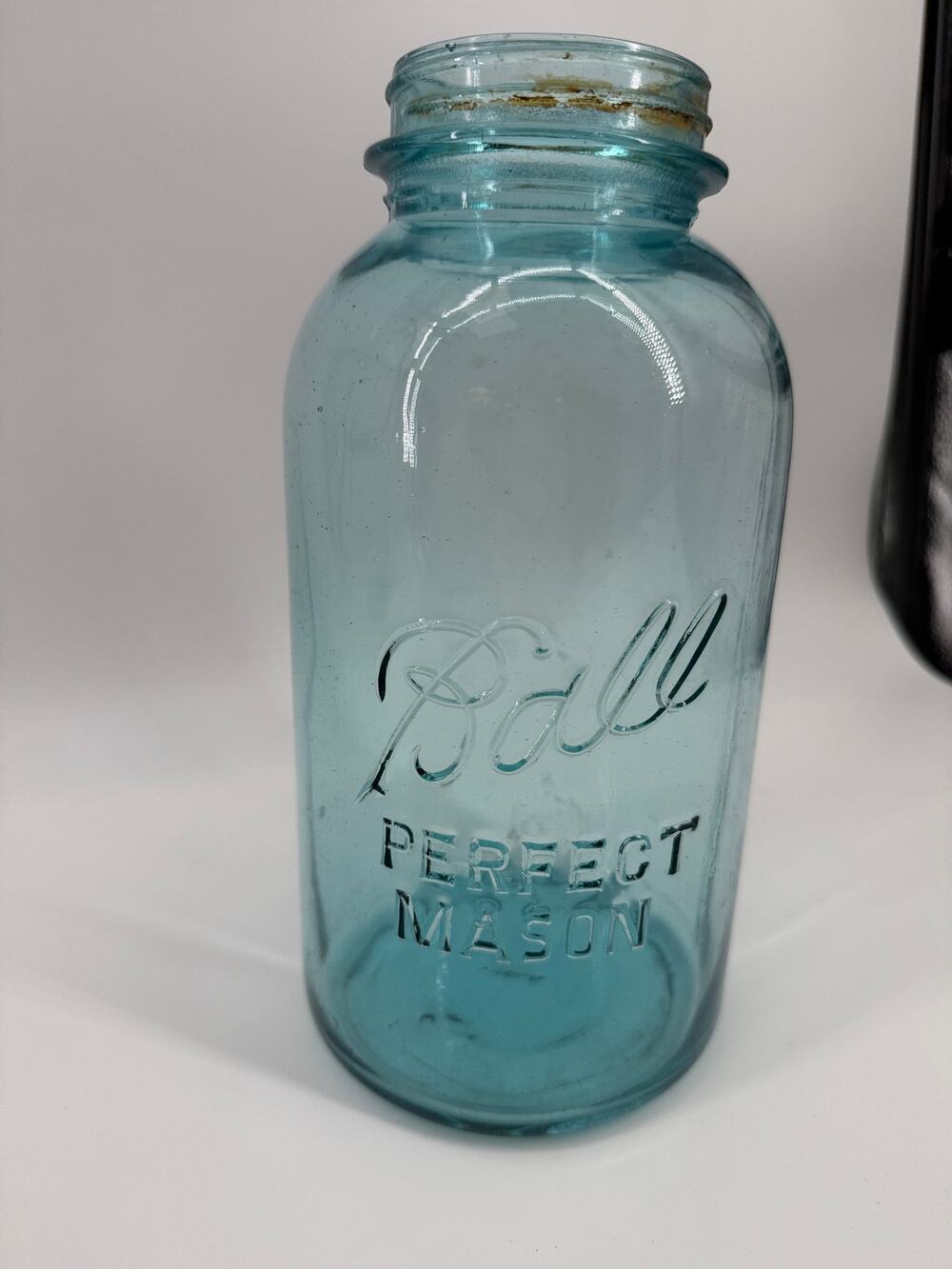 Vintage Blue Ball Perfect Mason Jar Aqua Glass 1/2 Gallon Canning Bottom Mark 1